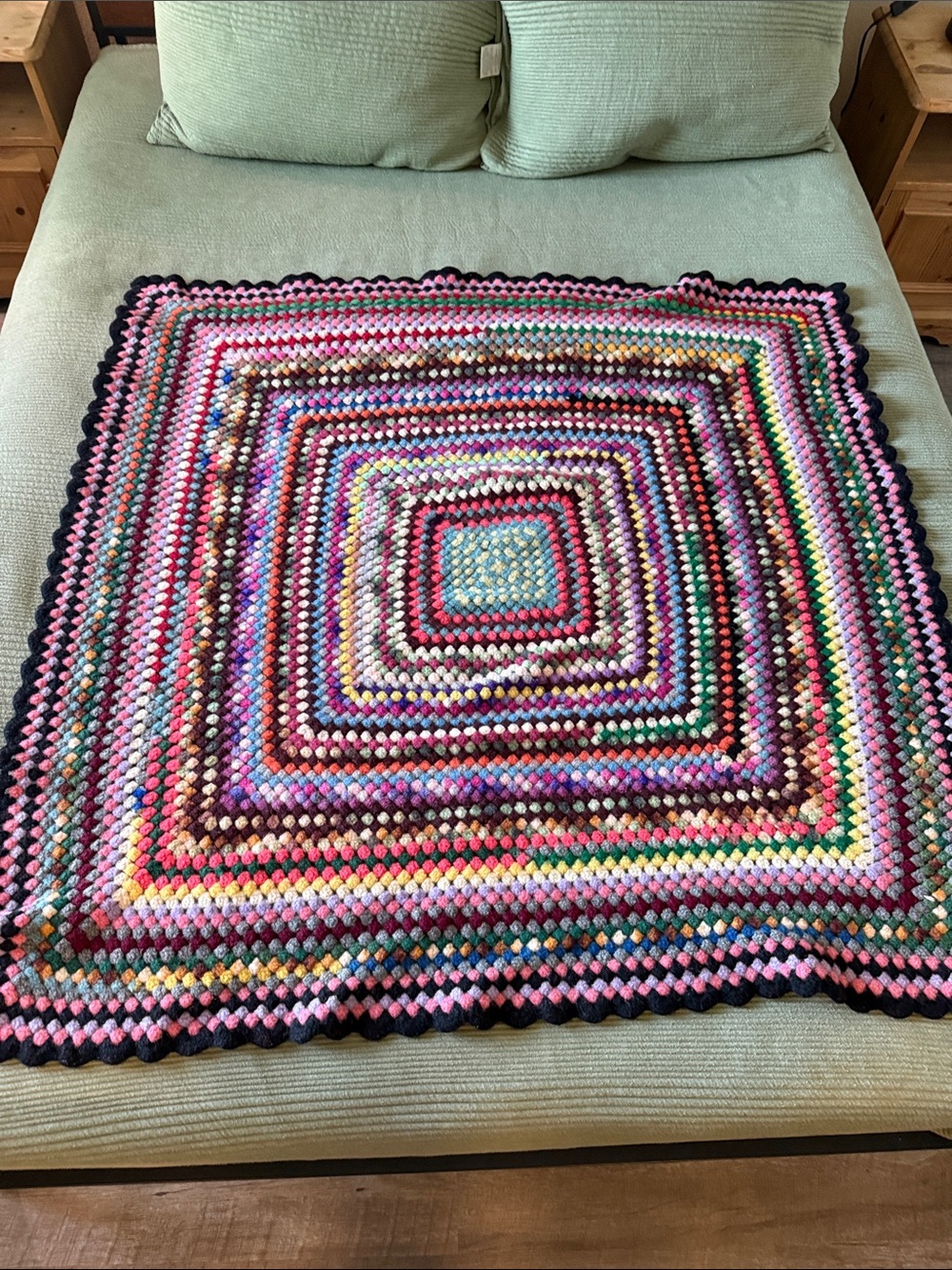 Handmade Multicolor Crochet Granny Square Blanket